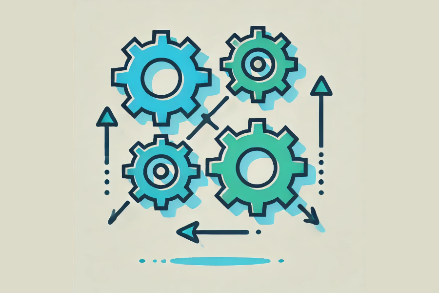 Série de desenho de engrenagens em conjunto.