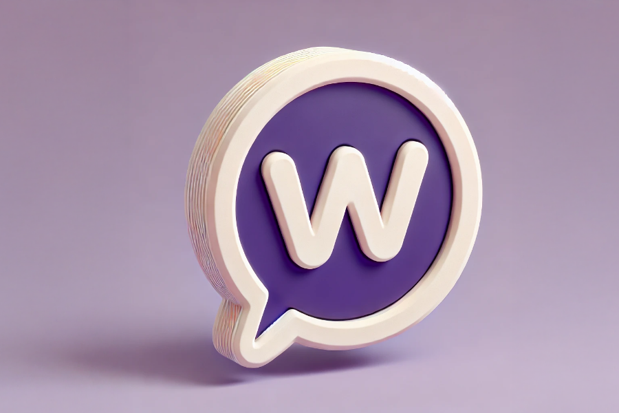 Símbolo que parece o do Woocommerce em formato 3D.